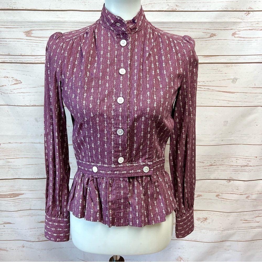 Marc Jacobs Puff Sleeve Floral Cottagecore Peplum Blouse